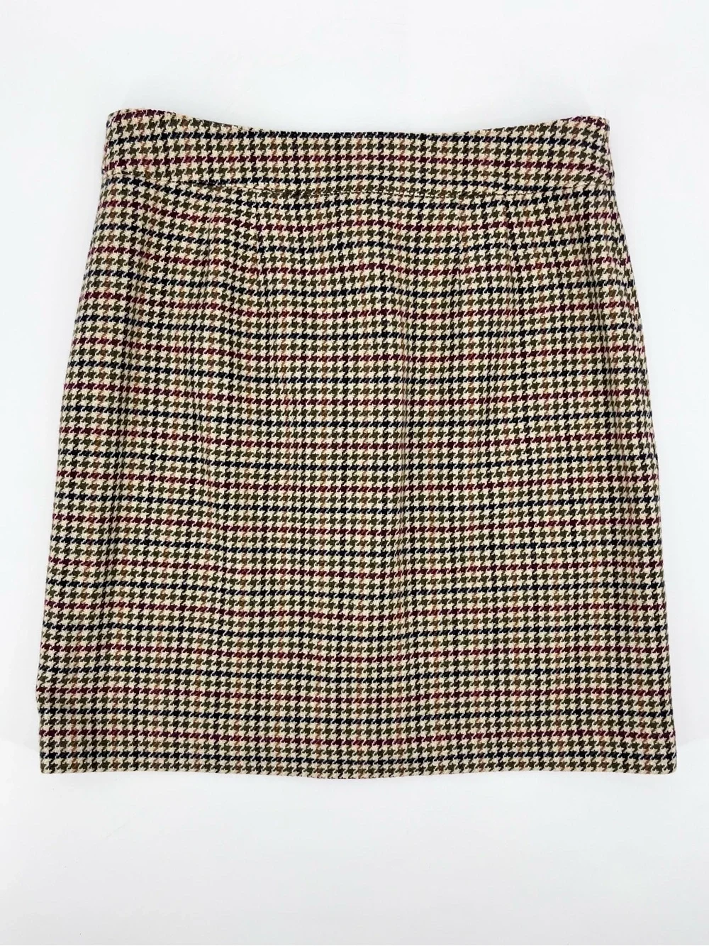 Talbots Wool Blend Retro Button-Front Houndstooth Woven Mini Skirt Size 8
